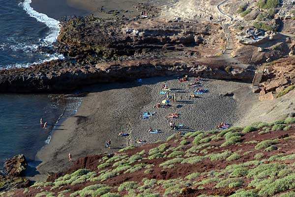 Playa de la Tejita - der FKK-Bereich vom Montaña Roja aus gesehen